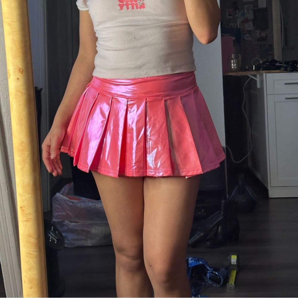 Twinkleberry Whimsy holographic mini pink skirt small